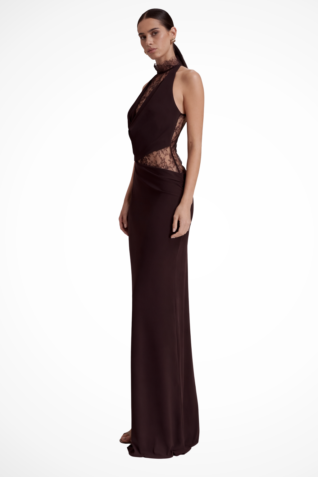 Maren | Vestido Maxi Halter Renda Sem Manga Convidada Casamento