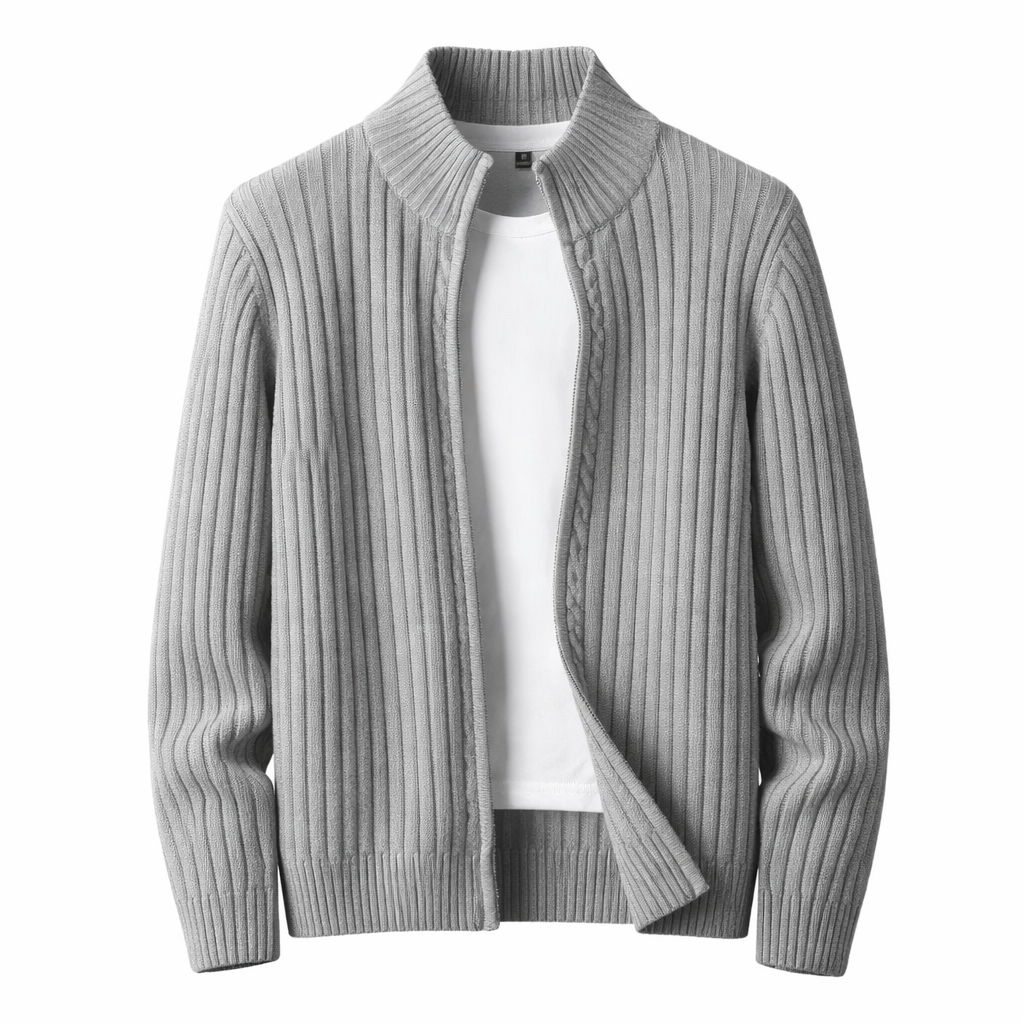 Amara | Homem Cardigan Tricot Fecho Zip Gola Alta