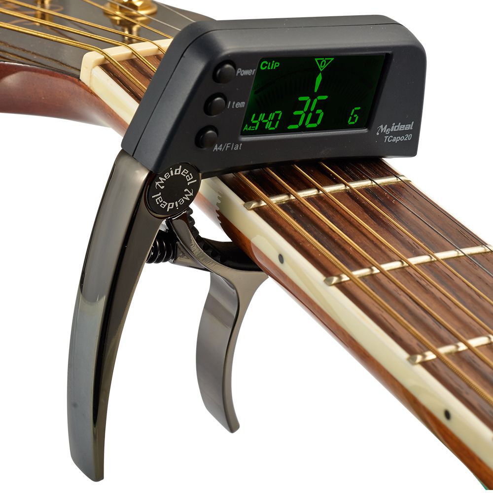 Anouk | Capo de Guitarra 2 em 1 com Afinador | Digital, Clip-On | Liga de Alumínio