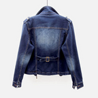 Odette | Jaqueta Jeans Cropped Moto Feminina