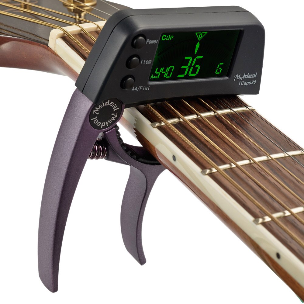 Anouk | Capo de Guitarra 2 em 1 com Afinador | Digital, Clip-On | Liga de Alumínio