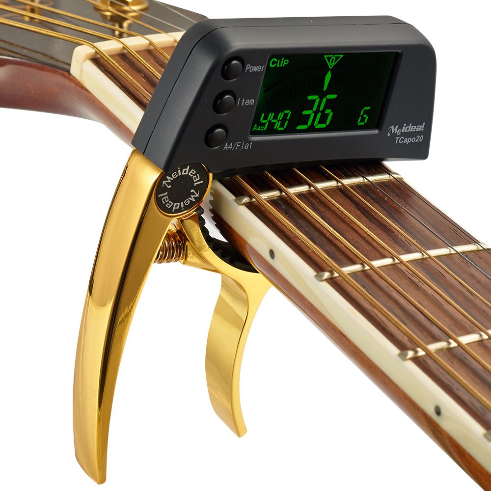 Anouk | Capo de Guitarra 2 em 1 com Afinador | Digital, Clip-On | Liga de Alumínio