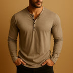 Juno | Camisa Henley Masculina Manga Longa Slim Fit