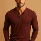 Juno | Camisa Henley Masculina Manga Longa Slim Fit