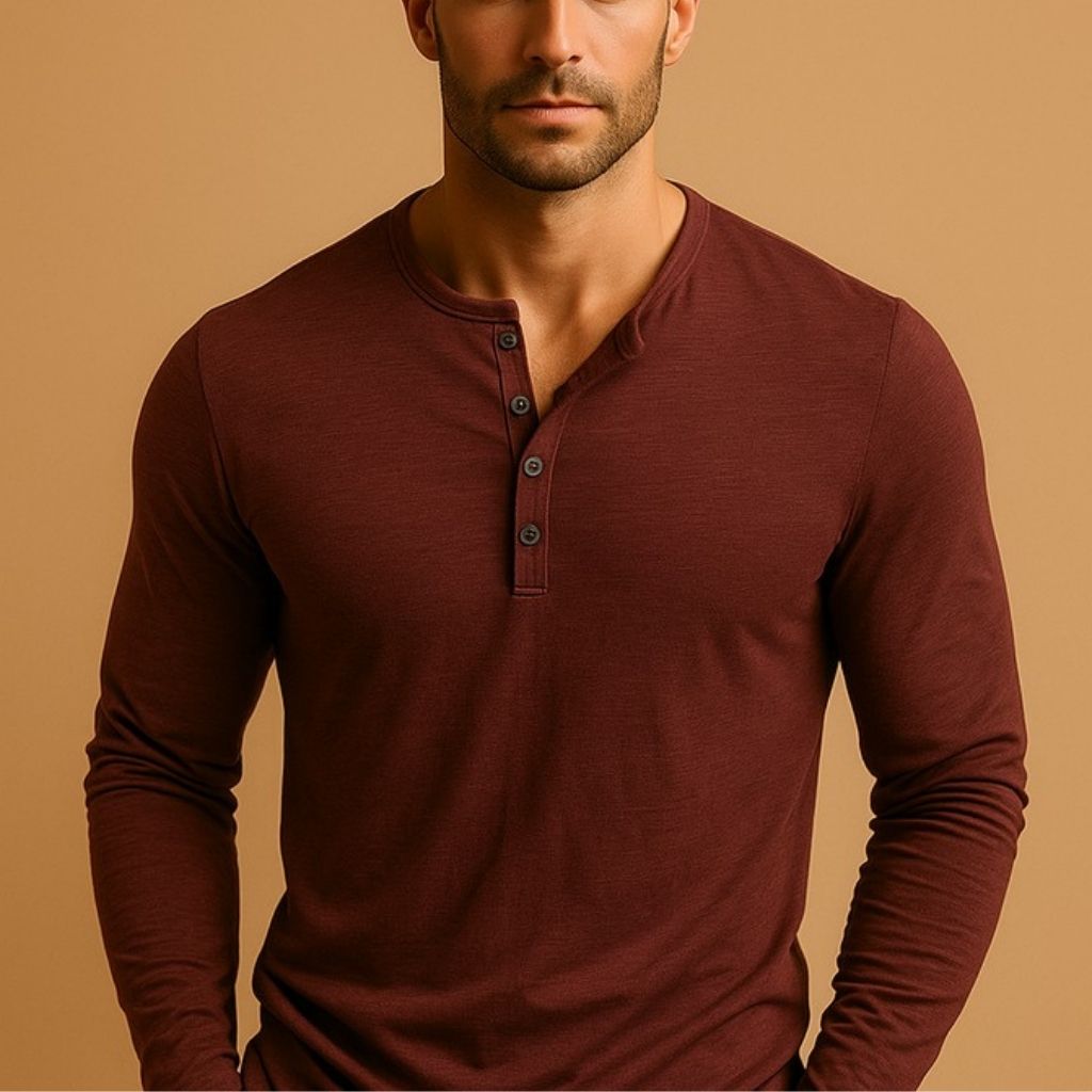 Juno | Camisa Henley Masculina Manga Longa Slim Fit