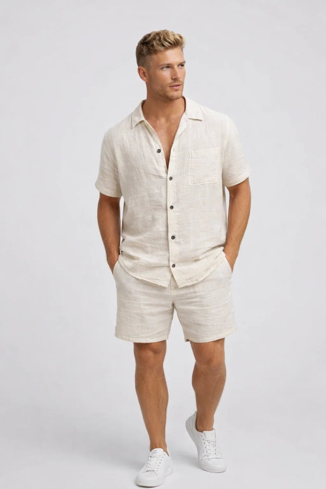 Conjunto Bermudas Homem | Ajuste Regular, Fecho de Botões