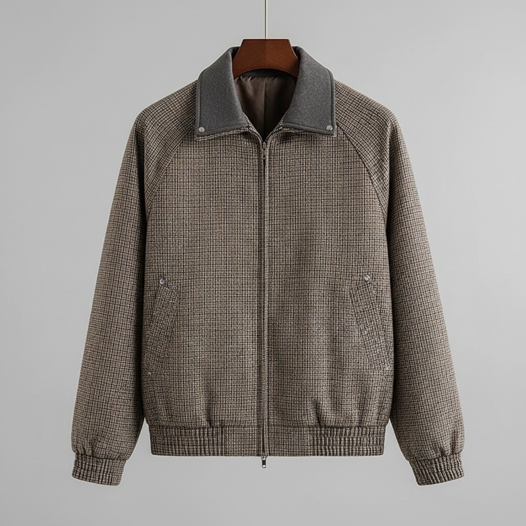 Zinnia | Homem Casaco Desportivo Xadrez com Fecho Completo
