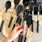 Posy | Conjunto de Utensílios de Cozinha em Silicone | 12 Peças, Resistente ao Calor | Cabo Inox