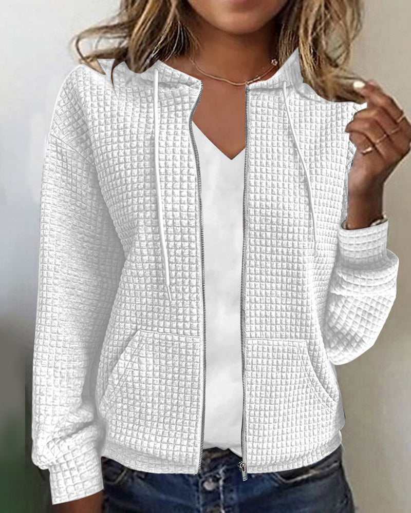 Vianne | Mulher Hoodie Texturizado com Fecho de Correr