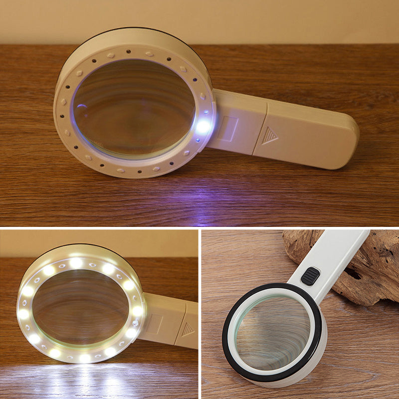 Aria | Lupa de Aumento 30x com Luz LED | Lente de 5 Polegadas, 12 LEDs | Leitura e Detalhes