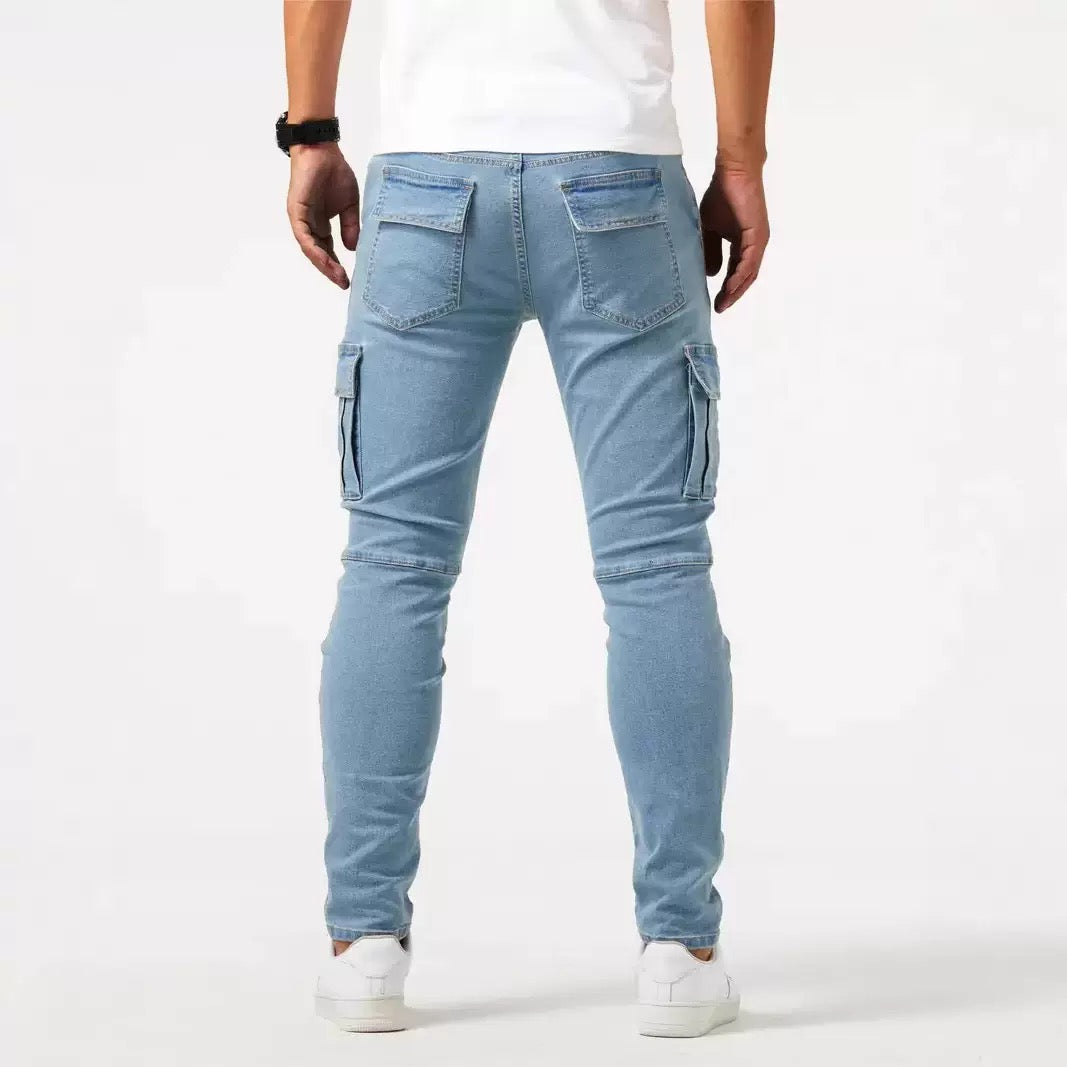 Yasmin | Calças Jeans Cargo Slim Fit Masculinas