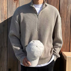Sage | Camisola Masculina Half-Zip Malha Old Money