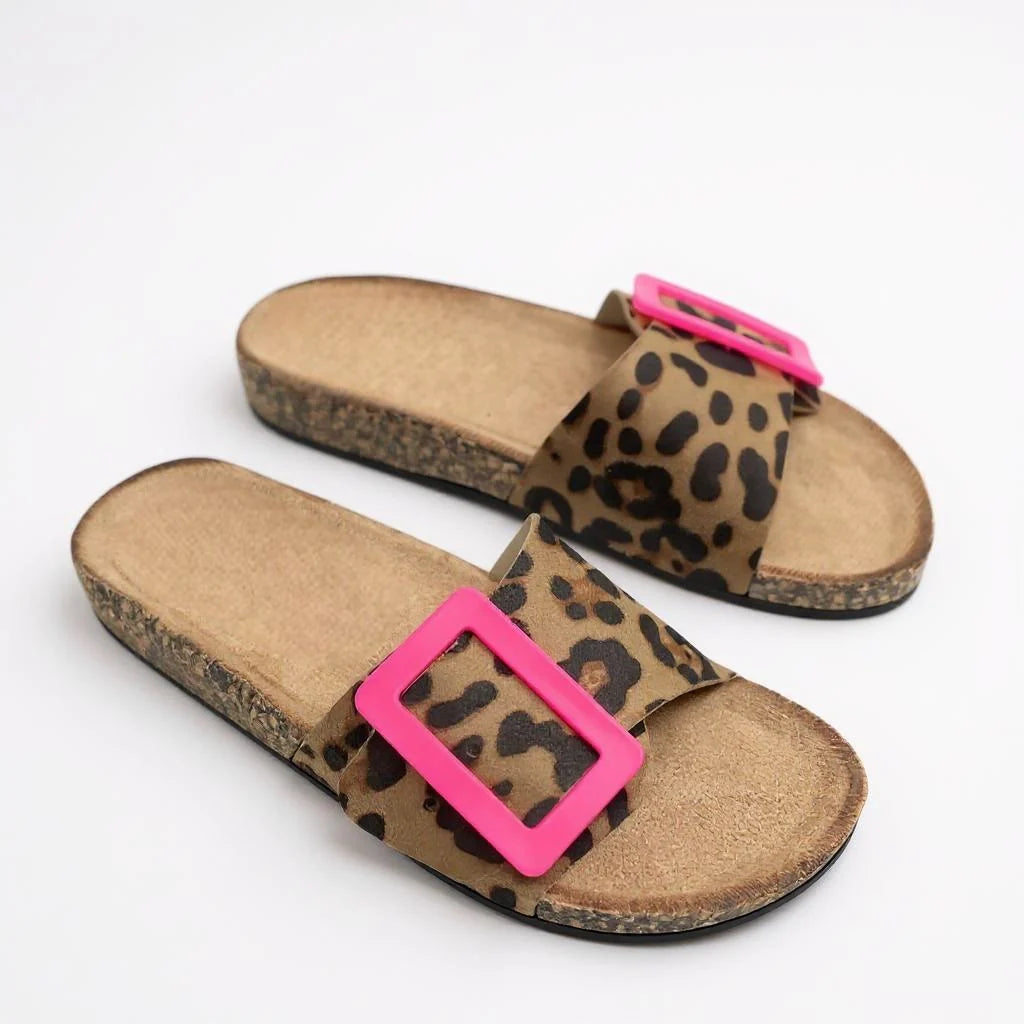 Sandálias de Verão com Fivela Slip On Bico Aberto
