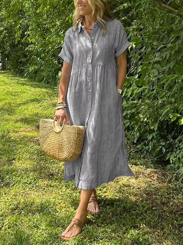 Greta | Vestido Longo Feminino Maxi Botões Frontais