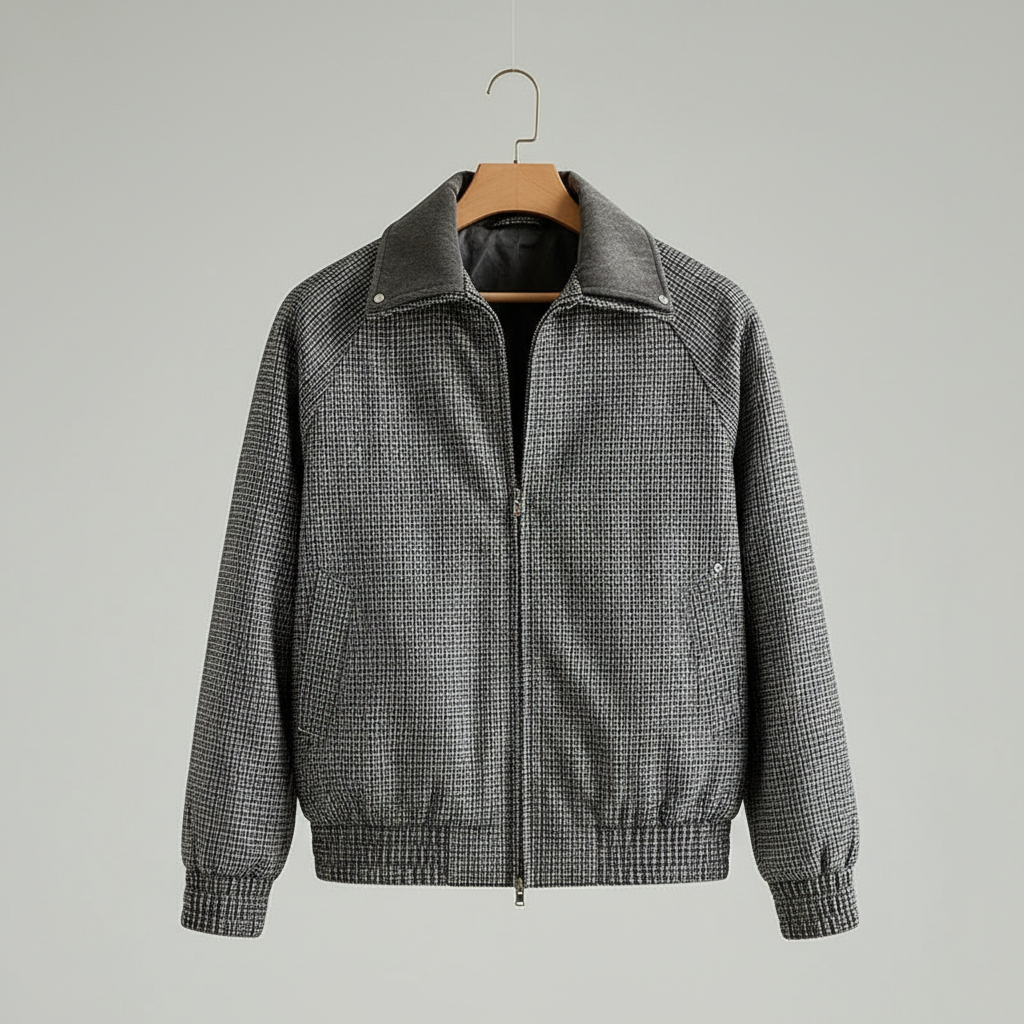 Zinnia | Homem Casaco Desportivo Xadrez com Fecho Completo