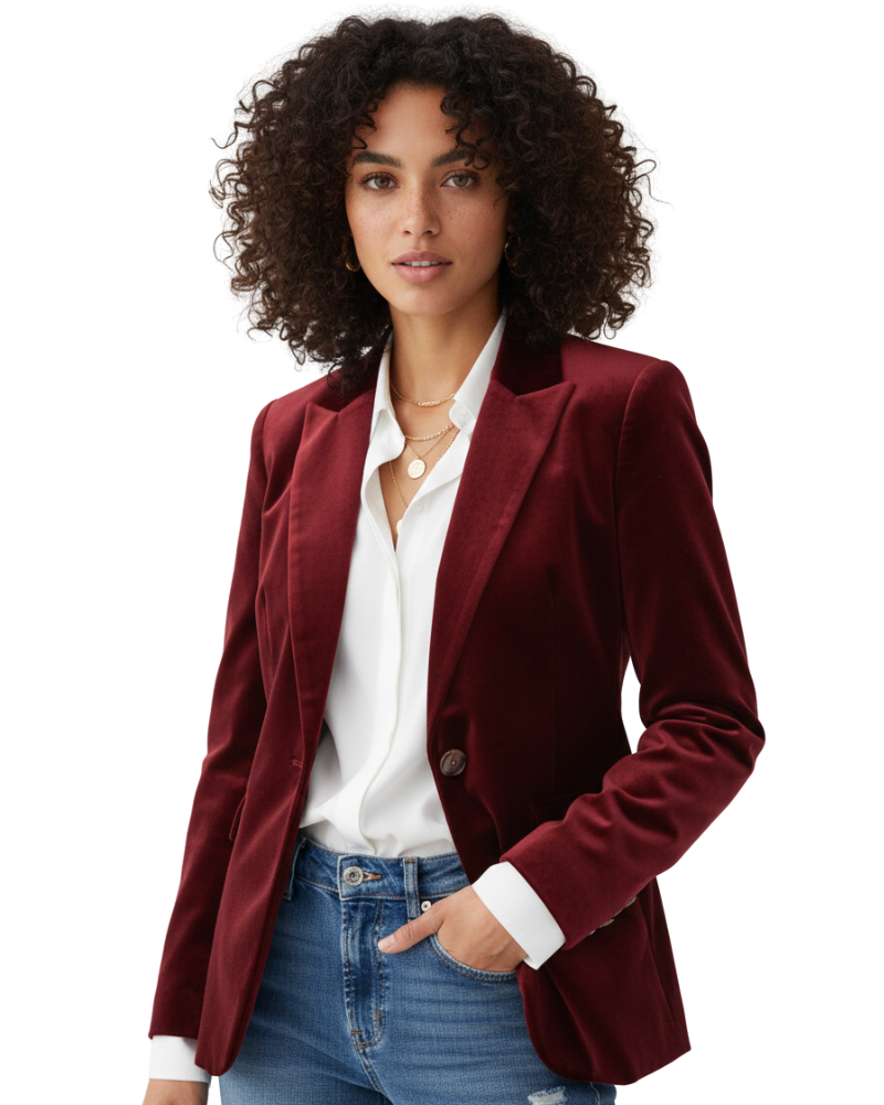 Mulher Blazer Veludo Estruturado