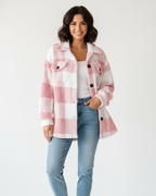 Dione | Mulher Veste Xadrez Peluche Quente Casual