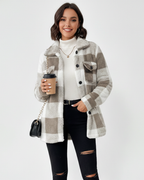 Dione | Mulher Veste Xadrez Peluche Quente Casual