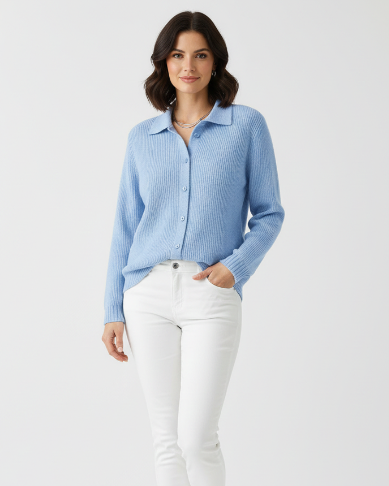 Rosalind | Cardigan Feminino Algodão Stretch Colarinho Ajustado