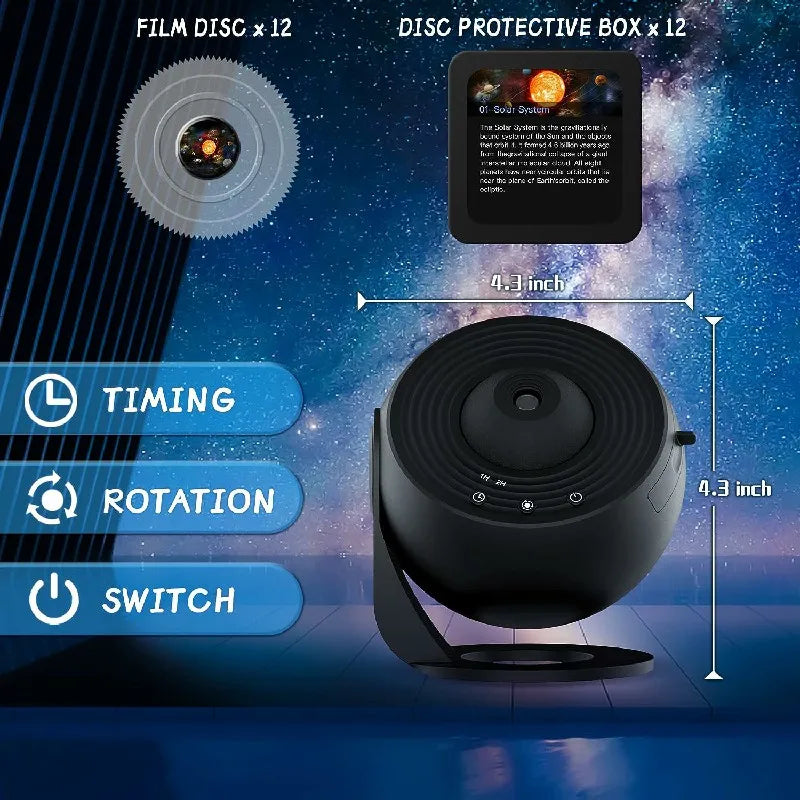 Iris | Projetor Planetário 360° | Relaxamento e Alívio do Stress | Rotação, 12 Efeitos HD