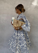 Vestido Longo Feminino Floral Decote em V Boho