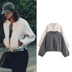 Tessa | Mulher Blusão Bomber Cropped com Fecho de Zip