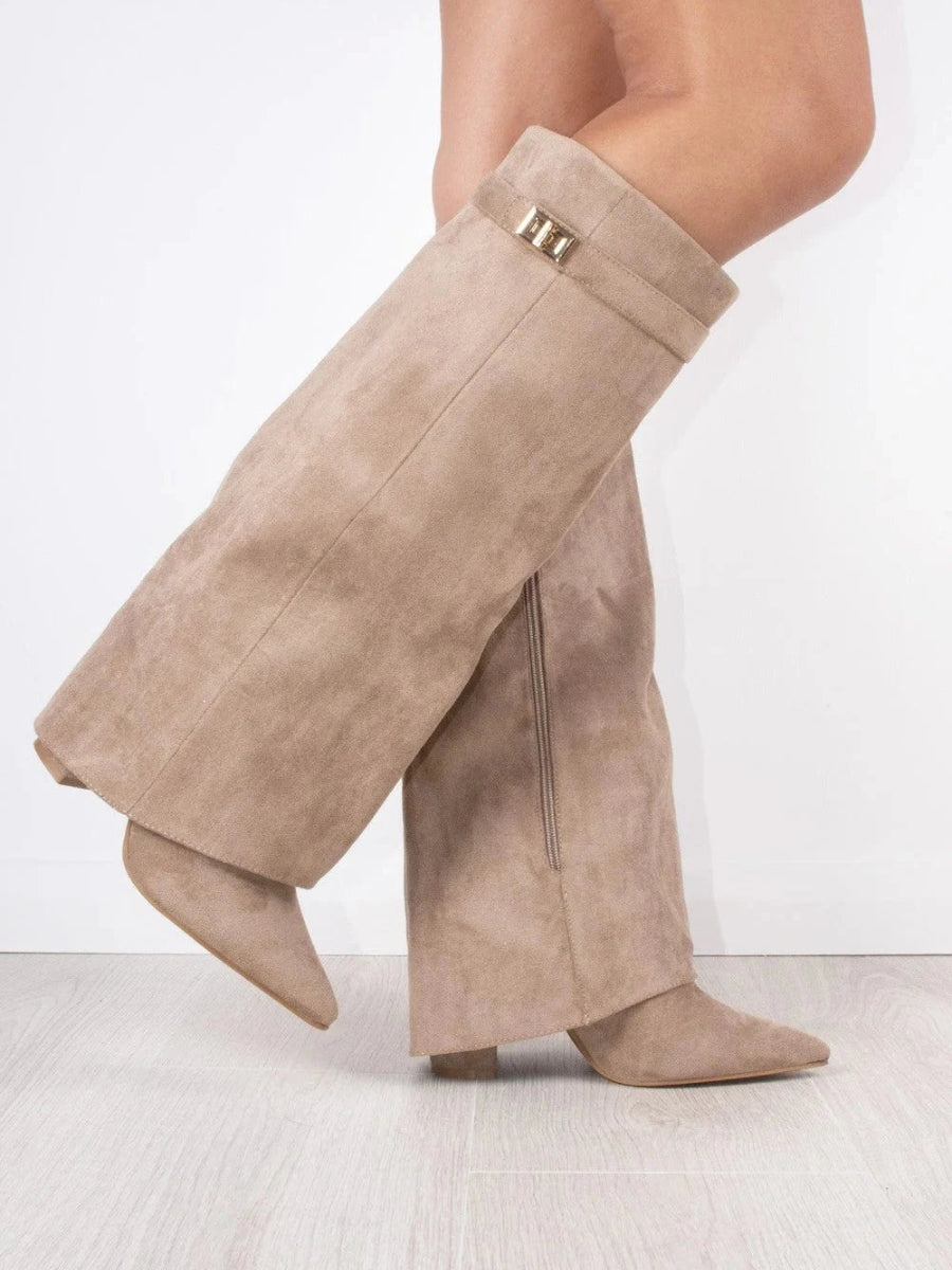 Jolie | Botas Femininas Cano Alto Bico Fino com Salto