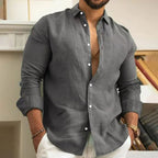 Camisa Masculina Manga Longa Slim com Gola Clássica