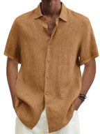 Aria | Camisa Masculina Manga Curta Visual Linho