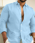 Camisa de Linho | Manga Longa, Botões | Homem
