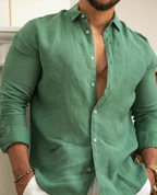 Camisa de Linho | Manga Longa, Botões | Homem