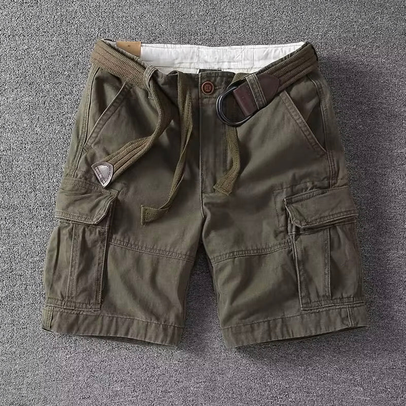 Bermuda Cargo Masculina | Bolsos Utilitários, Cintura Ajustável