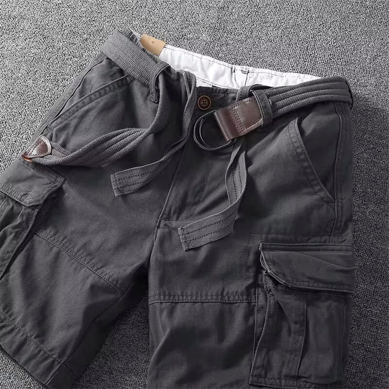 Bermuda Cargo Masculina | Bolsos Utilitários, Cintura Ajustável