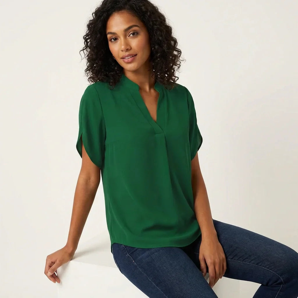 Rosalind | Blusa Feminina Decote em V Manga Curta