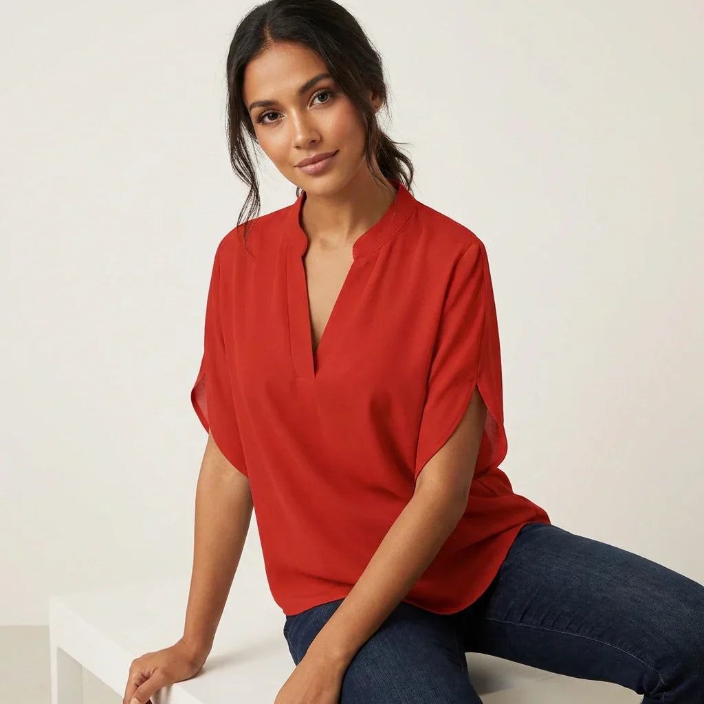 Rosalind | Blusa Feminina Decote em V Manga Curta