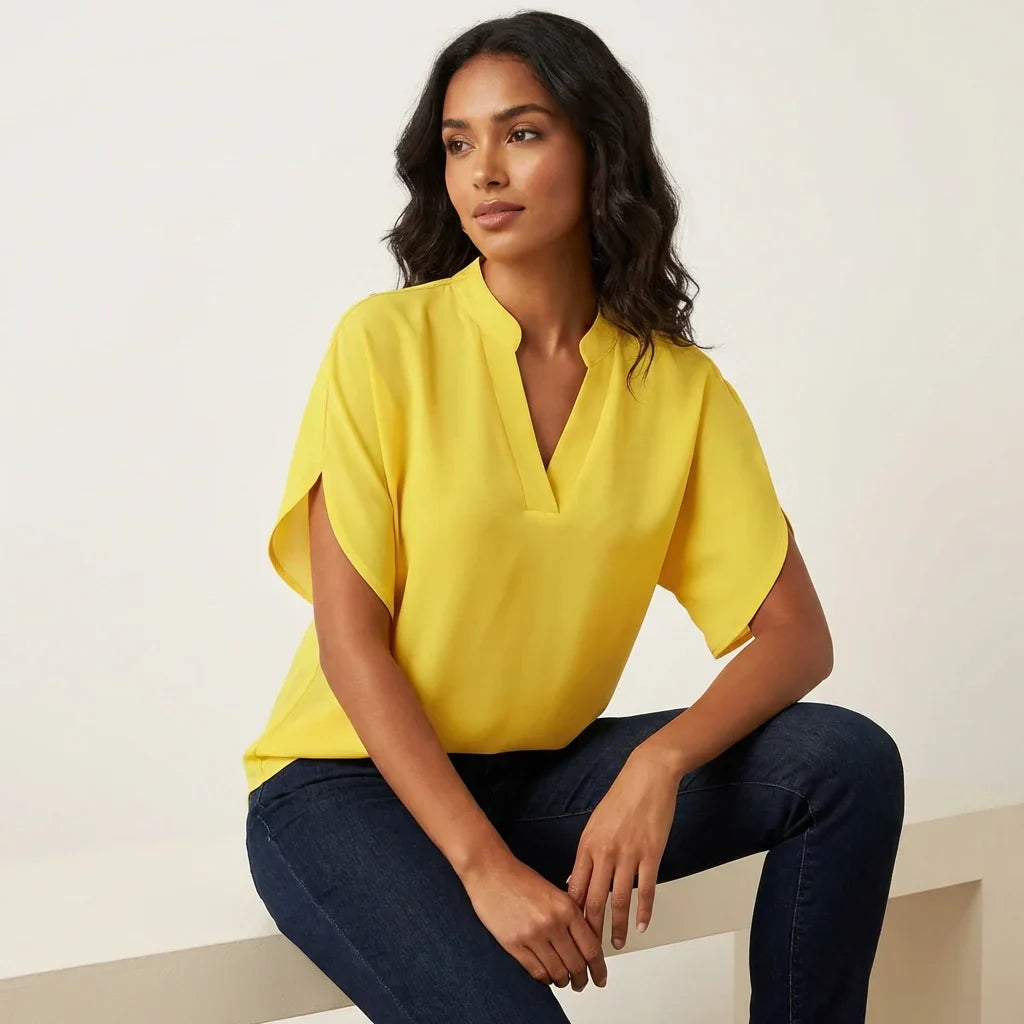 Rosalind | Blusa Feminina Decote em V Manga Curta