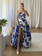 Nora | Vestido Maxi Floral Tomara que Caia com Fenda