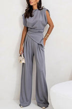 Jolie | Conjunto Feminino 2 Peças Calça Wide Leg Drapeado
