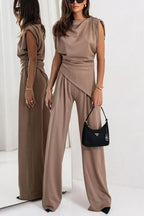 Jolie | Conjunto Feminino 2 Peças Calça Wide Leg Drapeado