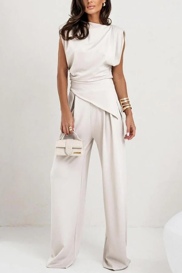 Jolie | Conjunto Feminino 2 Peças Calça Wide Leg Drapeado