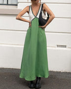 Anouk | Vestido Maxi Feminino Decote V Bicolor