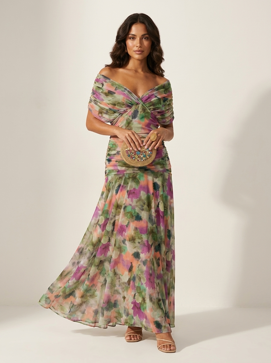 Vestido Longo Plissado Maxi Noite Sem Alças