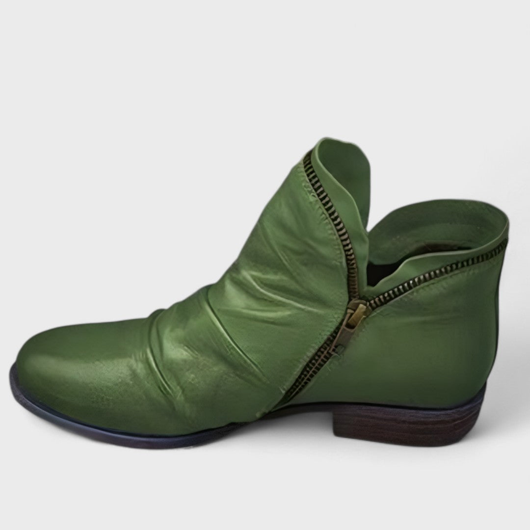 Botas de Tornozelo | Conforto Caminhável | Zíper Lateral