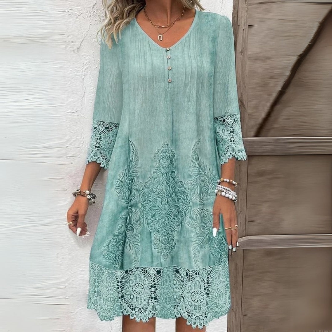 Briar | Vestido Midi Bordado Tecido Respirável