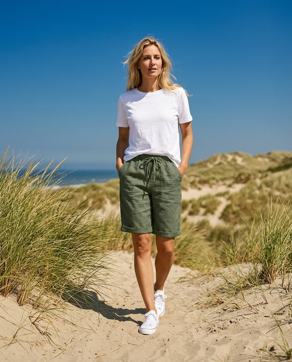 Shorts Linho Feminino Capri Relaxed Fit