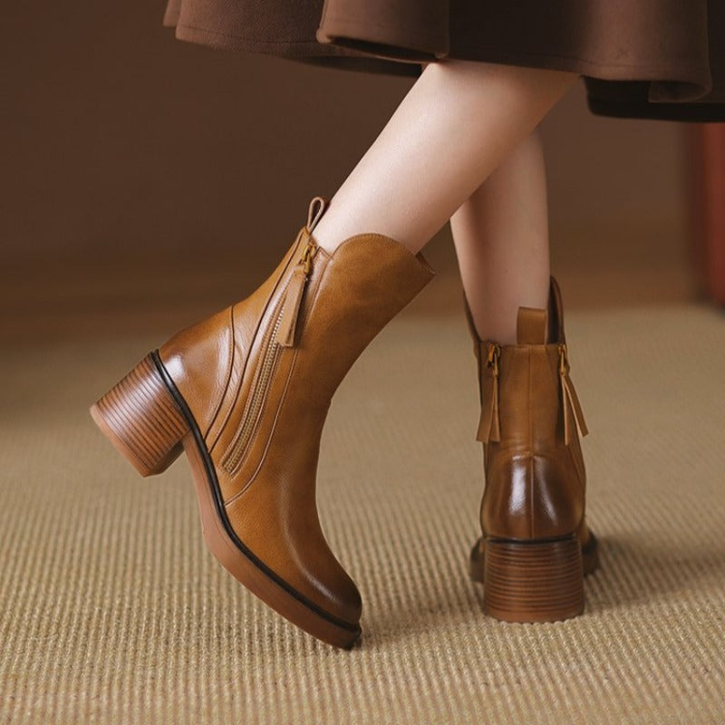 Botins de Salto Alto com Fecho de Correr