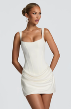 Della | Mulher Vestido Mini Decote Quadrado Costas com Atacadores