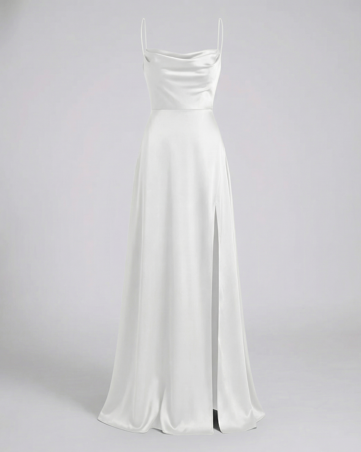 Vestido Longo Feminino com Alças Finas e Fenda Lateral