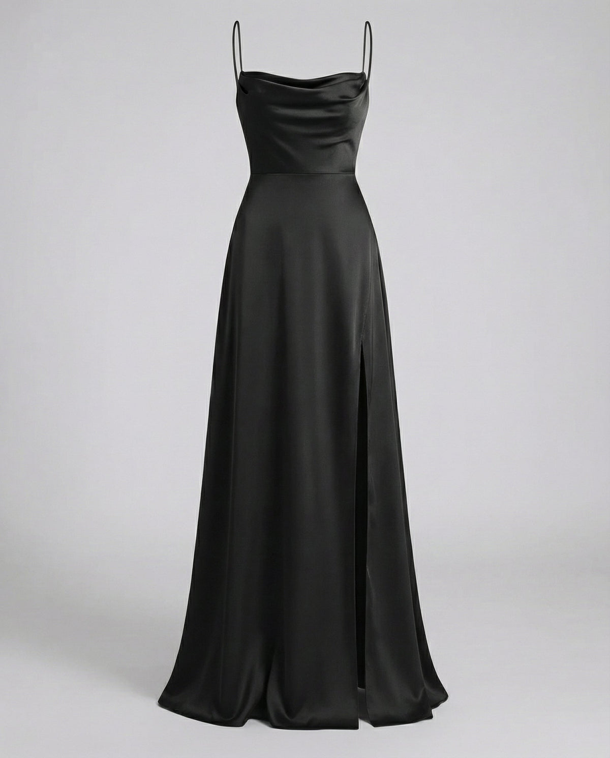 Vestido Longo Feminino com Alças Finas e Fenda Lateral