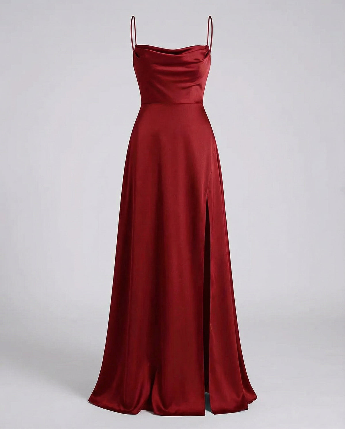 Vestido Longo Feminino com Alças Finas e Fenda Lateral